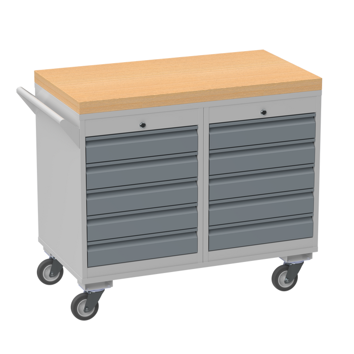 Mobile Tool Cabinet with Wooden Worktop