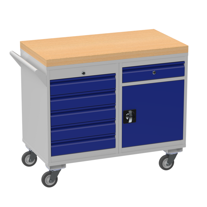 Mobile Tool Cabinet with Wooden Worktop