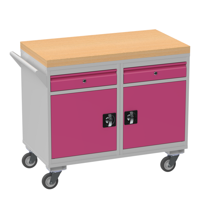 Mobile Tool Cabinet with Wooden Worktop