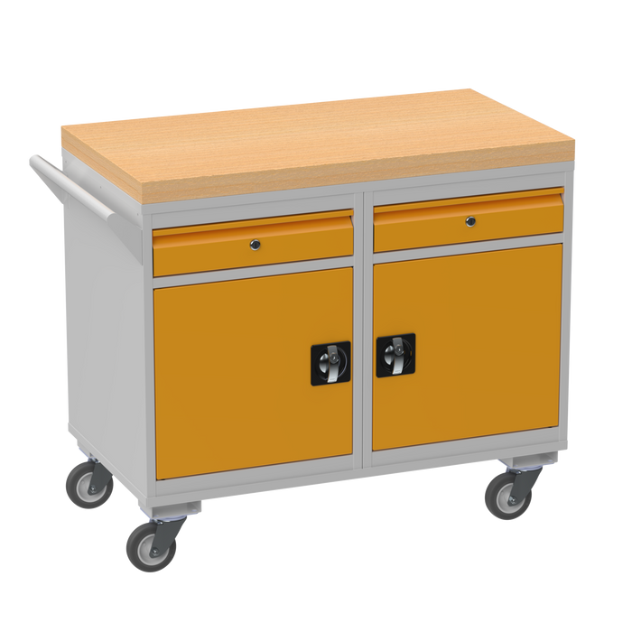 Mobile Tool Cabinet with Wooden Worktop