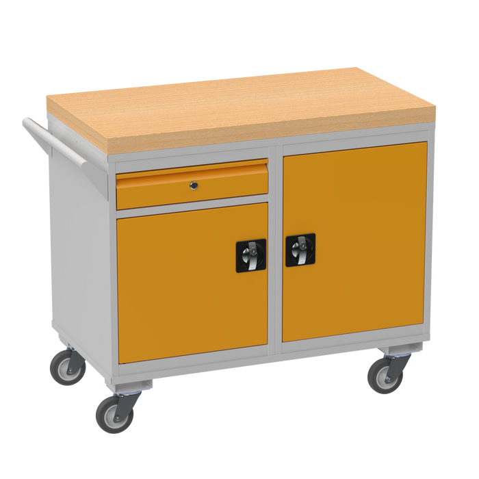 Mobile Tool Cabinet with Wooden Worktop